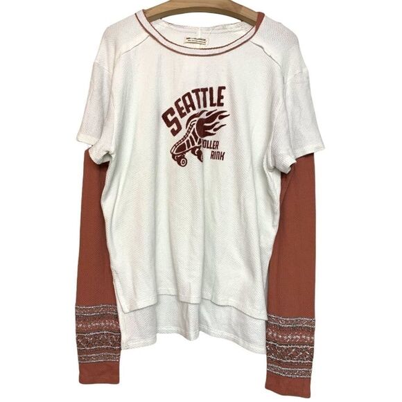 Rare We The Free People Seattle Roller Rink Thermal Top - Picture 1 of 3